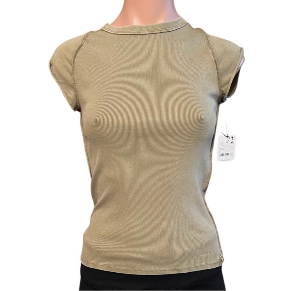 We The Free by Free People Python Green Short Sleeve Tee Top Women’s M NWT